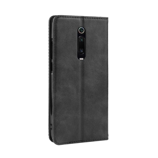Xiaomi Mi 9T/Mi 9T Pro Hülle - magnetisches Case im Vintage Look - schwarz