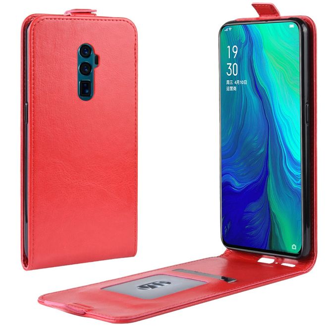 Oppo Reno 5G/Reno 10x Zoom Handyhülle - Crazy Horse Leder Flipcase - vertikal - rot