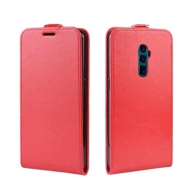 Oppo Reno 5G/Reno 10x Zoom Handyhülle - Crazy Horse Leder Flipcase - vertikal - rot