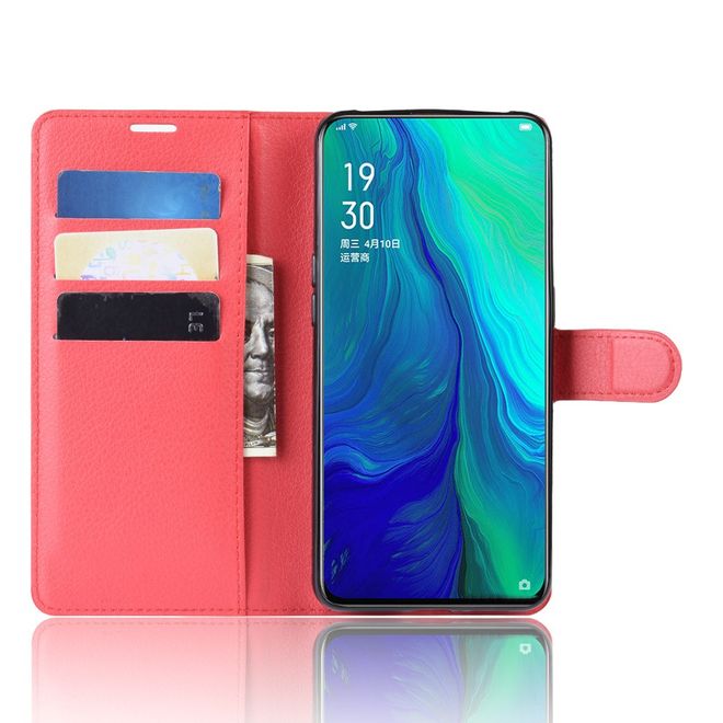 Oppo Reno 5G/Reno 10x Zoom Handy Hülle - Litchi Leder Bookcover Series - rot