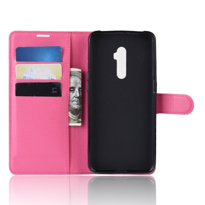 Oppo Reno 5G/Reno 10x Zoom Handy Hülle - Litchi Leder Bookcover Series - rosa