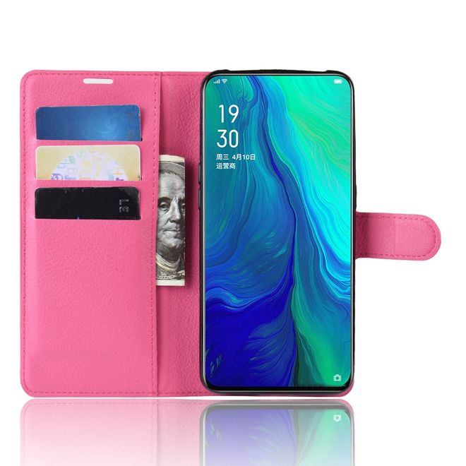 Oppo Reno 5G/Reno 10x Zoom Handy Hülle - Litchi Leder Bookcover Series - rosa