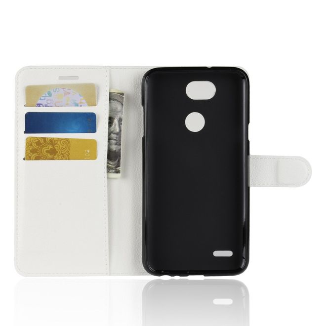 LG X Power 3 Handy Hülle - Litchi Leder Bookcover Series - weiss