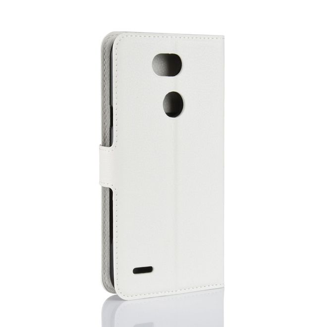 LG X Power 3 Handy Hülle - Litchi Leder Bookcover Series - weiss