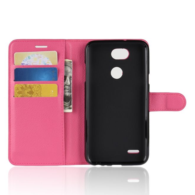 LG X Power 3 Handy Hülle - Litchi Leder Bookcover Series - rosa