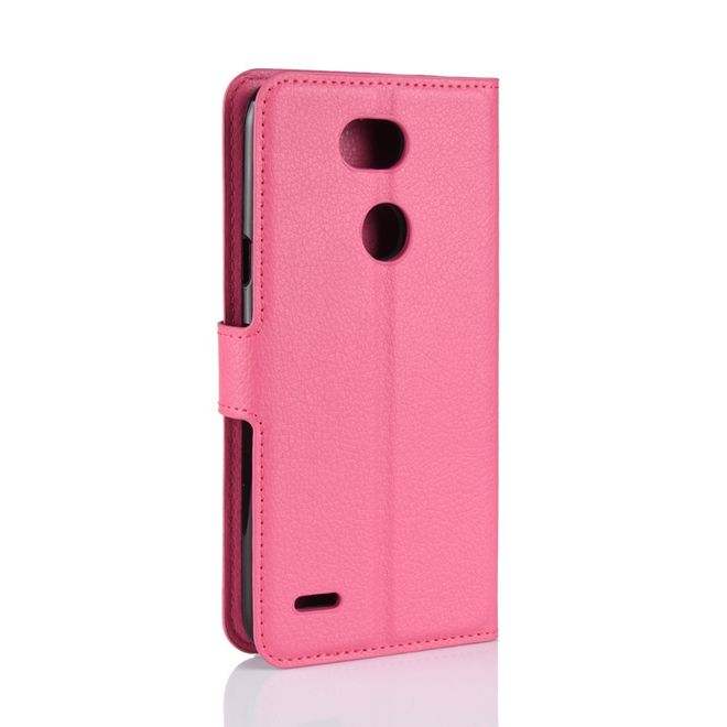 LG X Power 3 Handy Hülle - Litchi Leder Bookcover Series - rosa