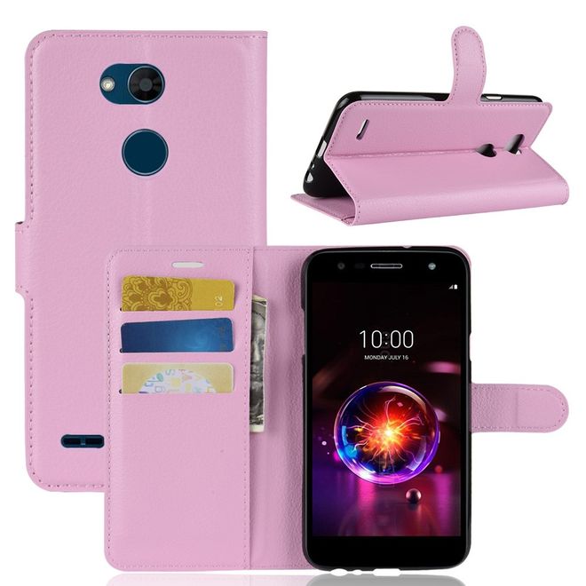 LG X Power 3 Handy Hülle - Litchi Leder Bookcover Series - pink