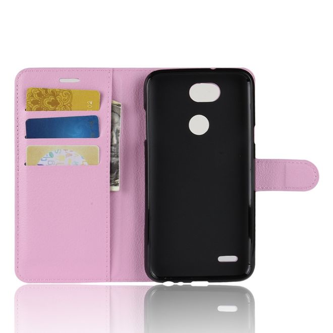 LG X Power 3 Handy Hülle - Litchi Leder Bookcover Series - pink