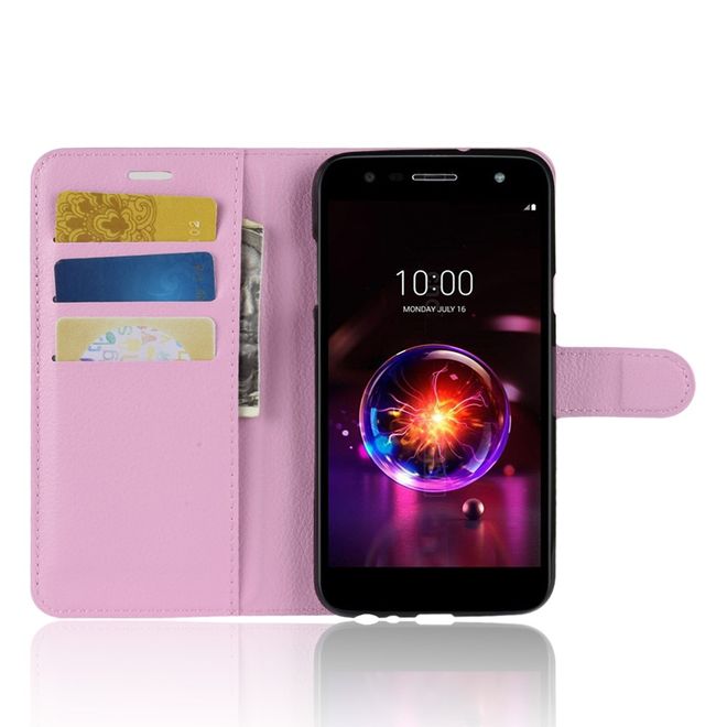 LG X Power 3 Handy Hülle - Litchi Leder Bookcover Series - pink