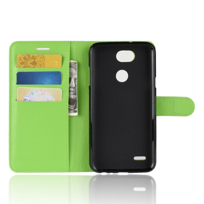 LG X Power 3 Handy Hülle - Litchi Leder Bookcover Series - grün