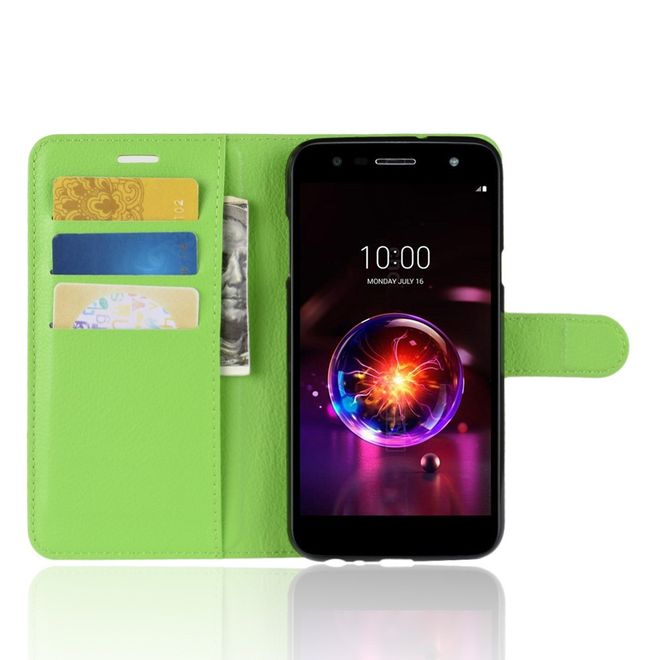 LG X Power 3 Handy Hülle - Litchi Leder Bookcover Series - grün