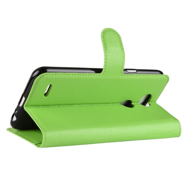 LG X Power 3 Handy Hülle - Litchi Leder Bookcover Series - grün