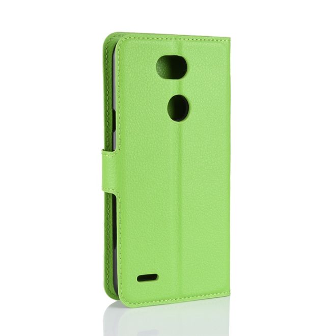 LG X Power 3 Handy Hülle - Litchi Leder Bookcover Series - grün