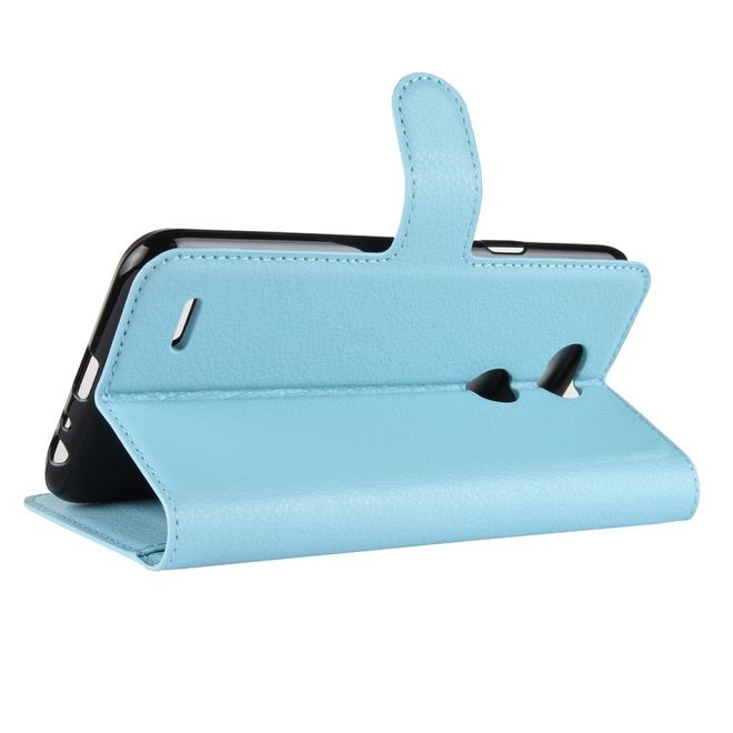 LG X Power 3 Handy Hülle - Litchi Leder Bookcover Series - blau