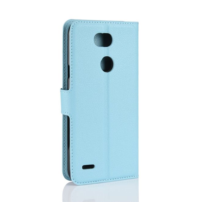 LG X Power 3 Handy Hülle - Litchi Leder Bookcover Series - blau