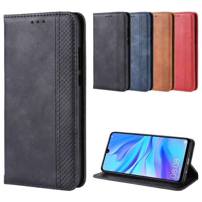 Huawei Honor 20 Lite Hülle - magnetisches Case im Vintage Look - schwarz