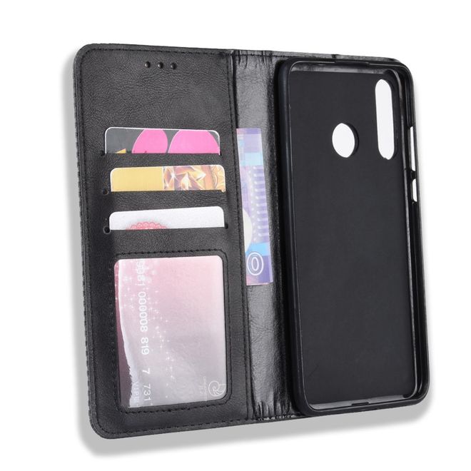 Huawei Honor 20 Lite Hülle - magnetisches Case im Vintage Look - schwarz