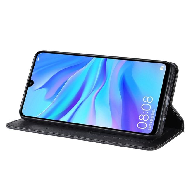 Huawei Honor 20 Lite Hülle - magnetisches Case im Vintage Look - schwarz