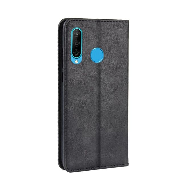 Huawei Honor 20 Lite Hülle - magnetisches Case im Vintage Look - schwarz