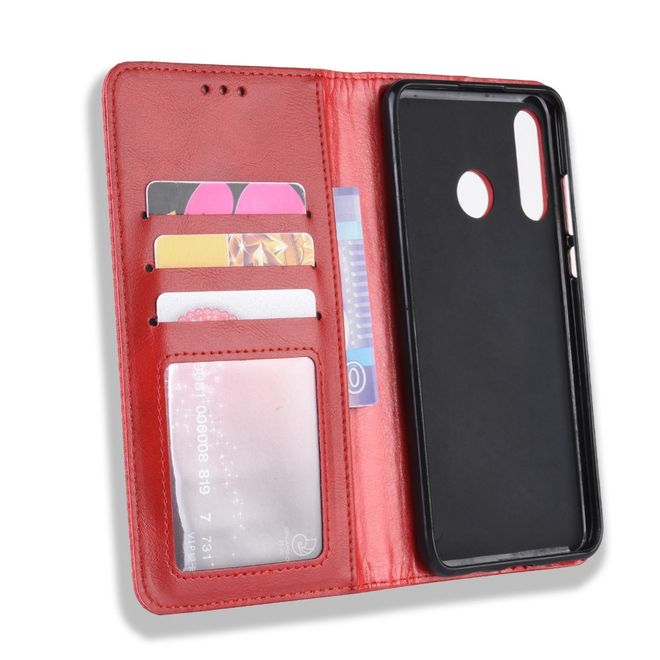 Coque magnétique pour Huawei Honor 20 Lite, style vintage, rouge.