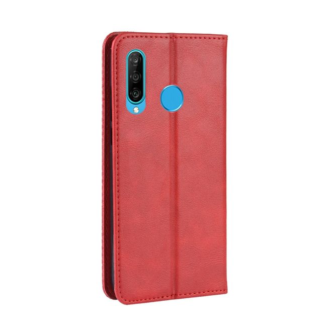 Coque magnétique pour Huawei Honor 20 Lite, style vintage, rouge.