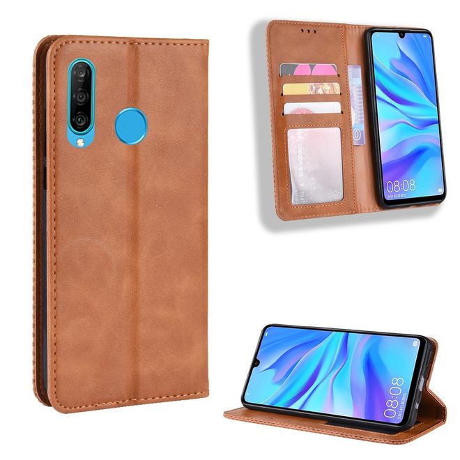 Huawei Honor 20 Lite Hülle - magnetisches Case im Vintage Look - braun