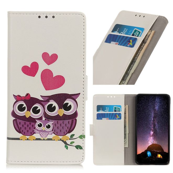Huawei Honor 20 Lite Handyhülle - Leder Bookcover Image II Series - glückliche Eulen