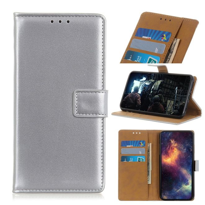 Nokia 1 Plus Handy Hülle - Classic II Leder Bookcover Series - silber