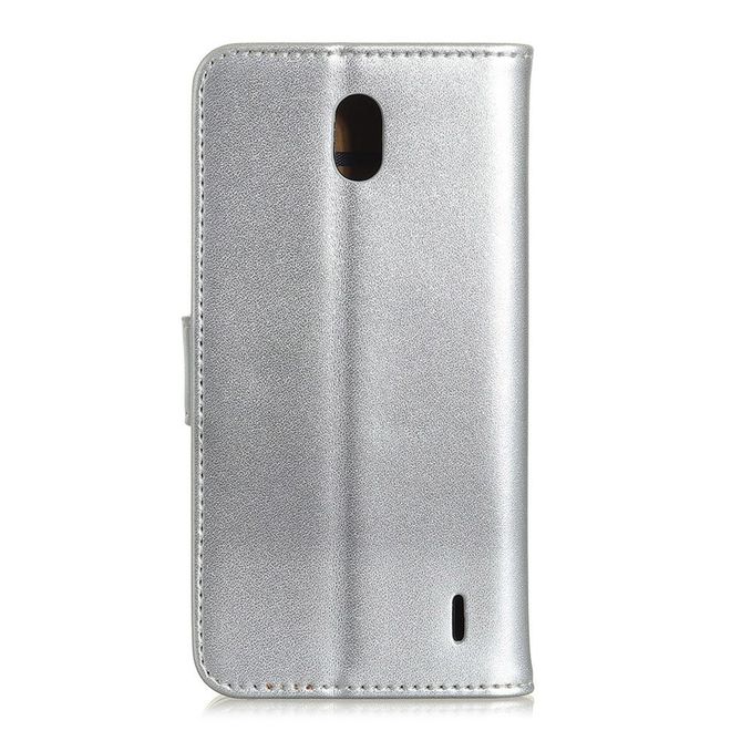 Nokia 1 Plus Handy Hülle - Classic II Leder Bookcover Series - silber