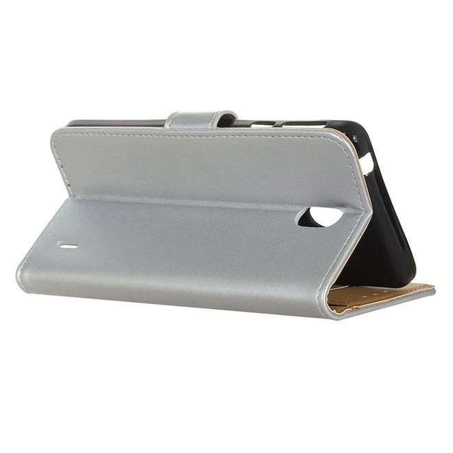 Nokia 1 Plus Handy Hülle - Classic II Leder Bookcover Series - silber