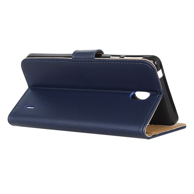 Nokia 1 Plus Handy Hülle - Classic II Leder Bookcover Series - blau
