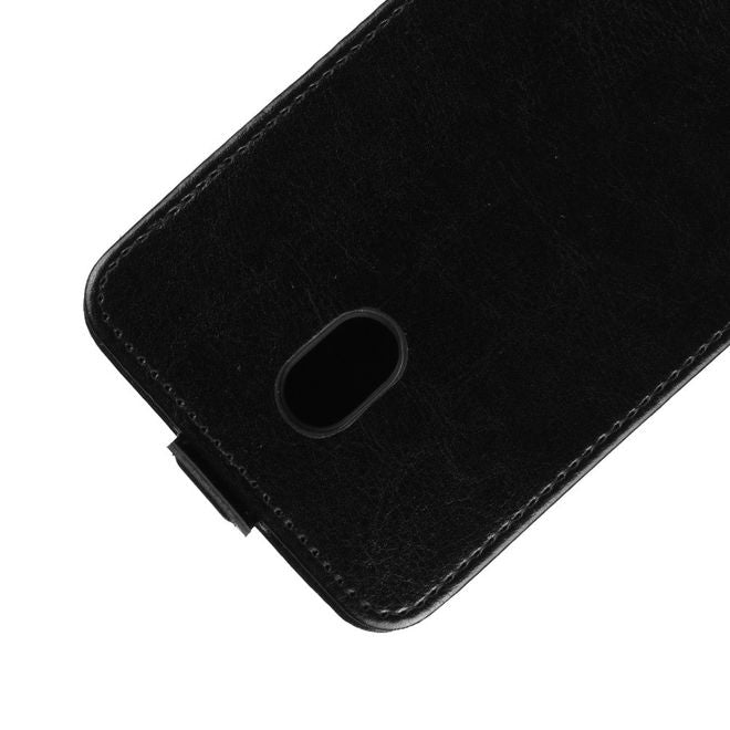 Nokia 1 Plus Handyhülle - Crazy Horse Leder Flipcase - vertikal - schwarz
