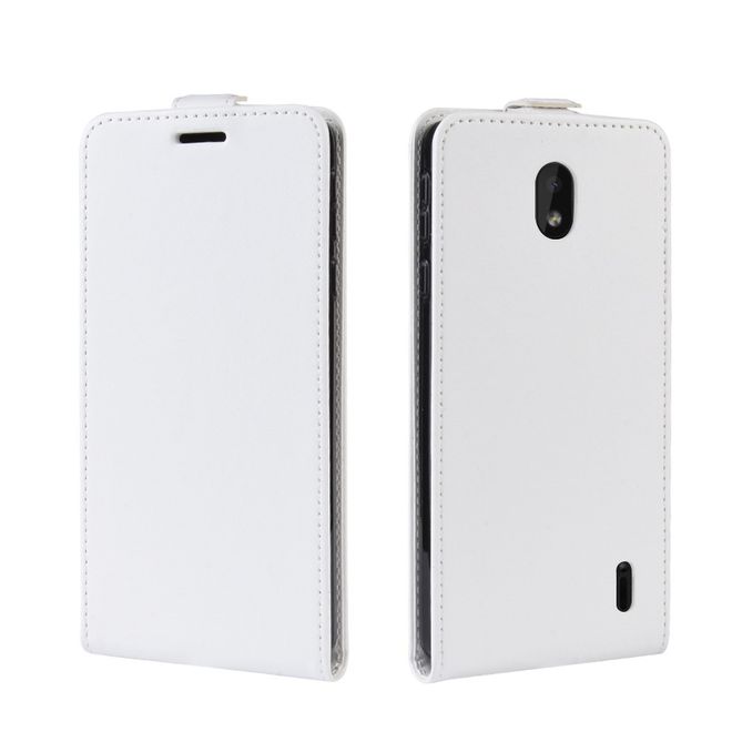 Nokia 1 Plus Handyhülle - Crazy Horse Leder Flipcase - vertikal - weiss