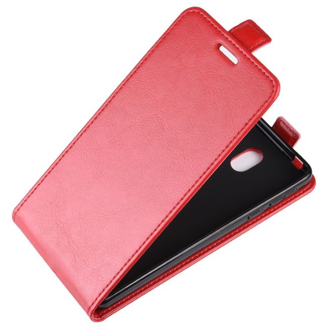 Nokia 1 Plus Handyhülle - Crazy Horse Leder Flipcase - vertikal - rot
