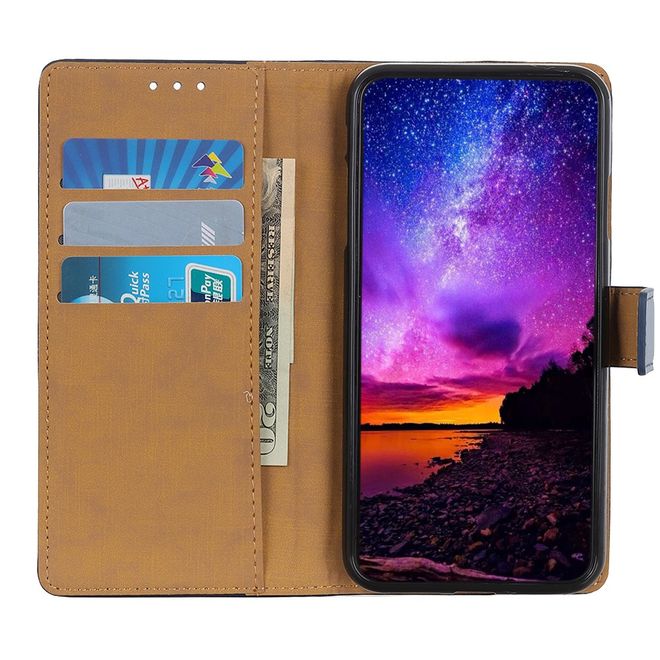 LG Q60 Handy Hülle - Classic II Leder Bookcover Series - blau