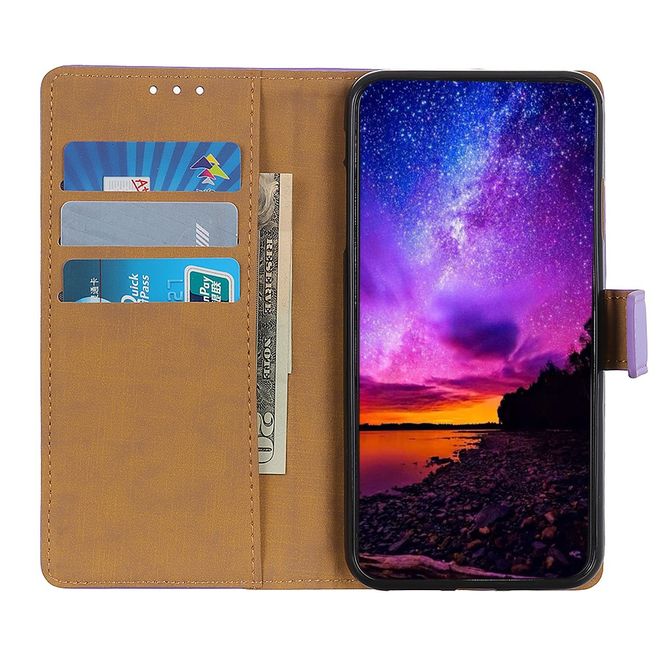 LG Q60 Handy Hülle - Classic II Leder Bookcover Series - purpur
