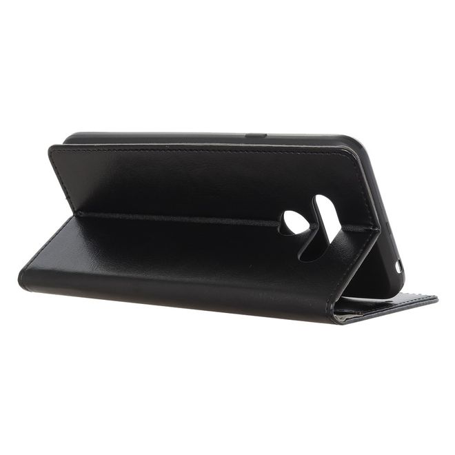 LG Q60 Handyhülle - Crazy Horse Leder Bookcover Series - schwarz