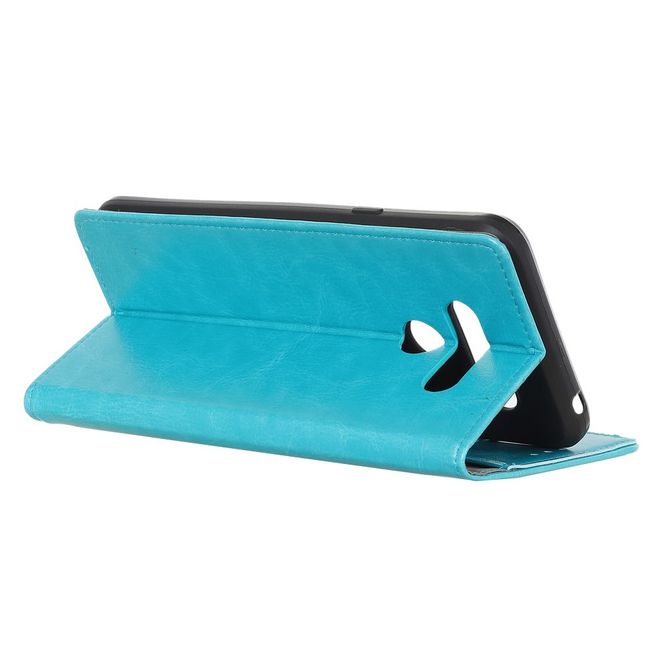 LG Q60 Handyhülle - Crazy Horse Leder Bookcover Series - blau