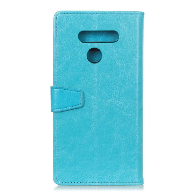 LG Q60 Handyhülle - Crazy Horse Leder Bookcover Series - blau