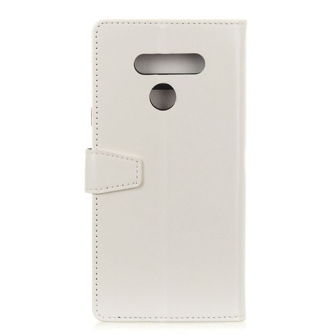 LG Q60 Handyhülle - Crazy Horse Leder Bookcover Series - weiss