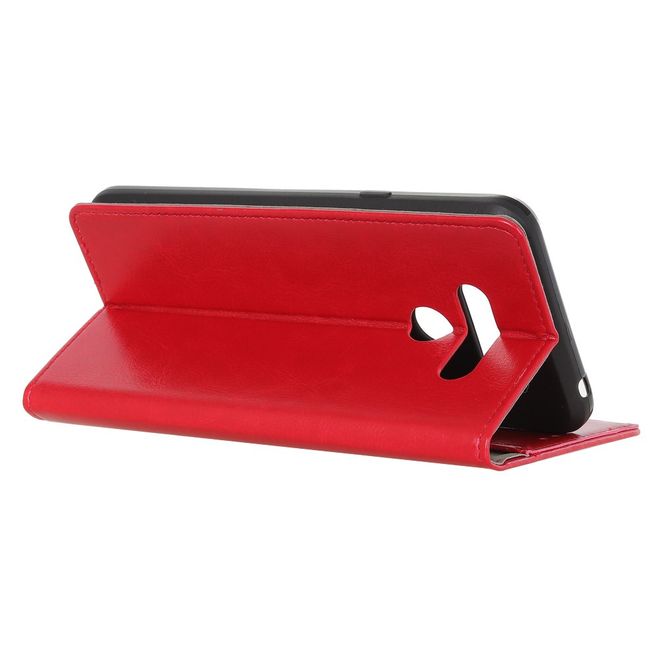 LG Q60 Handyhülle - Crazy Horse Leder Bookcover Series - rot