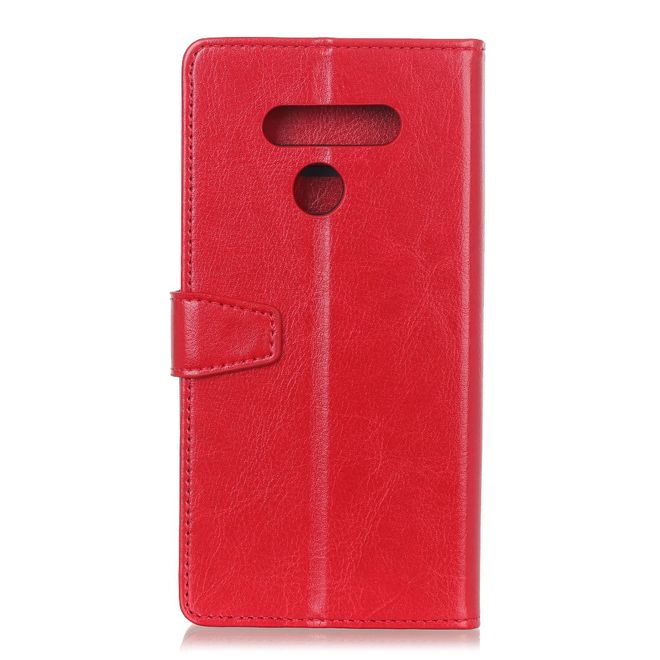 LG Q60 Handyhülle - Crazy Horse Leder Bookcover Series - rot