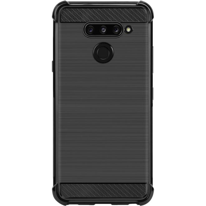 Imak - LG Q60 Hülle - Case aus Plastik - im Carbon Look - schwarz