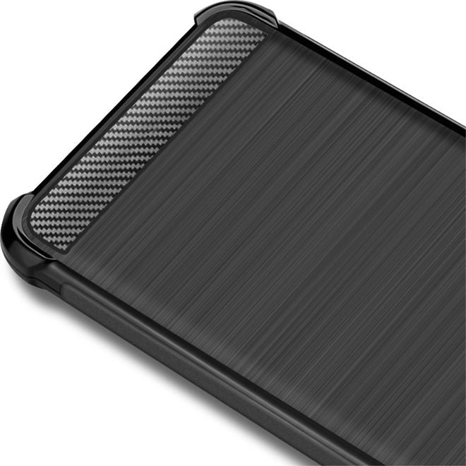 Imak - LG Q60 Hülle - Case aus Plastik - im Carbon Look - schwarz