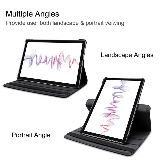 Huawei MediaPad M6 10.8 Hülle - 360° rotierbares Case aus Leder - schwarz