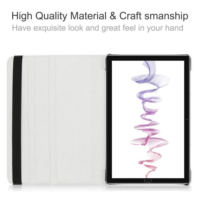 Huawei MediaPad M6 10.8 Hülle - 360° rotierbares Case aus Leder - weiss