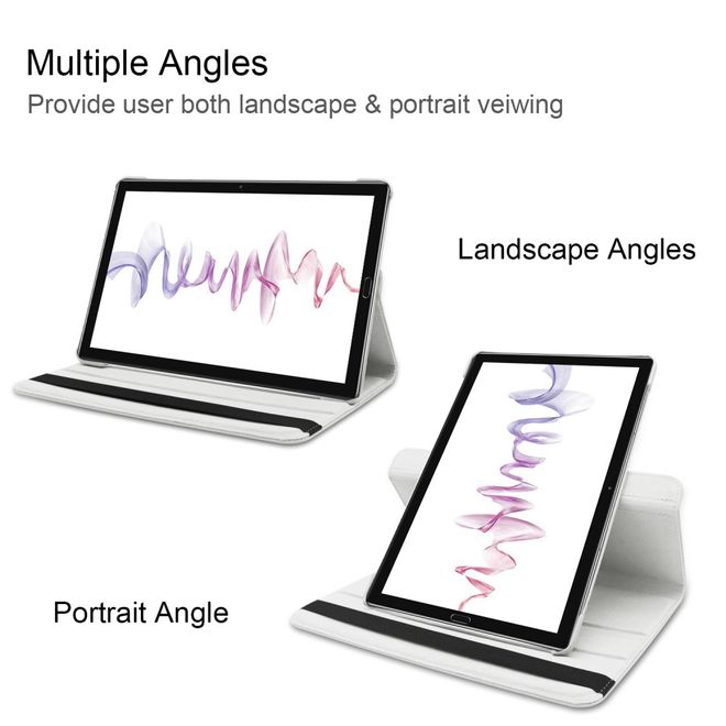 Huawei MediaPad M6 10.8 Hülle - 360° rotierbares Case aus Leder - weiss