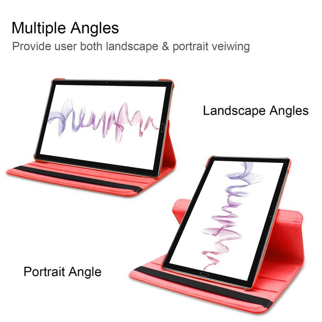 Huawei MediaPad M6 10.8 Hülle - 360° rotierbares Case aus Leder - rot