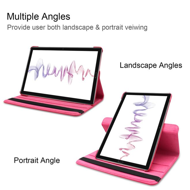 Huawei MediaPad M6 10.8 Hülle - 360° rotierbares Case aus Leder - rosa