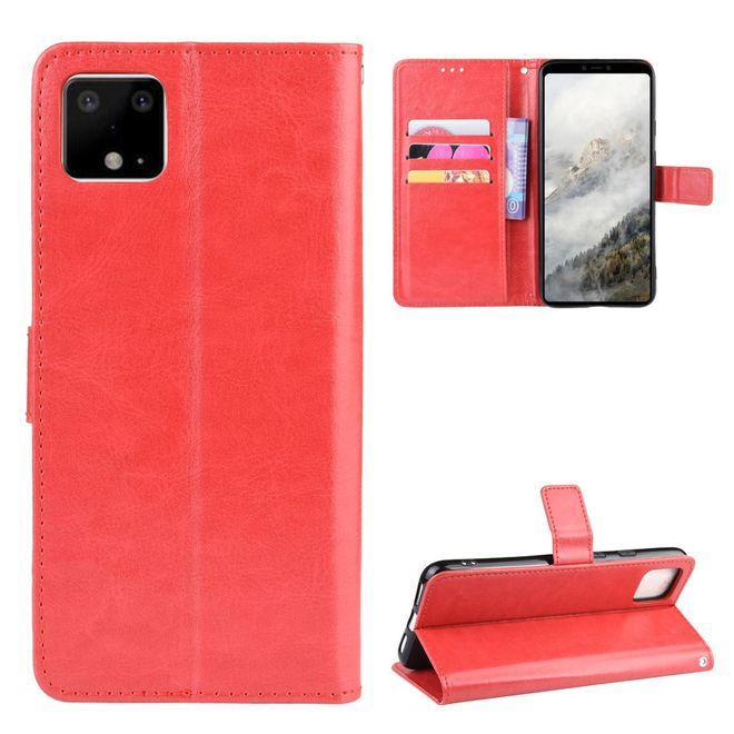Google Pixel 4 XL Handyhülle - Crazy Horse IV Leder Bookcover Series - rot